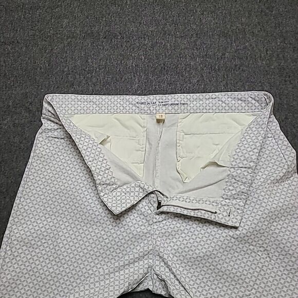 Khaki By Gap Womens Chino Pants 16 Slim City Geometric Blue & White Flat Front - Picture 7 of 12